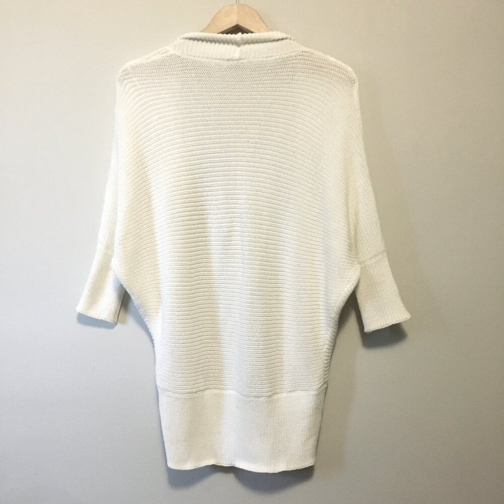 Point Zero White Knit Bat Sleeve Open Front Cardigan Medium Bohemian - Picture 3 of 16